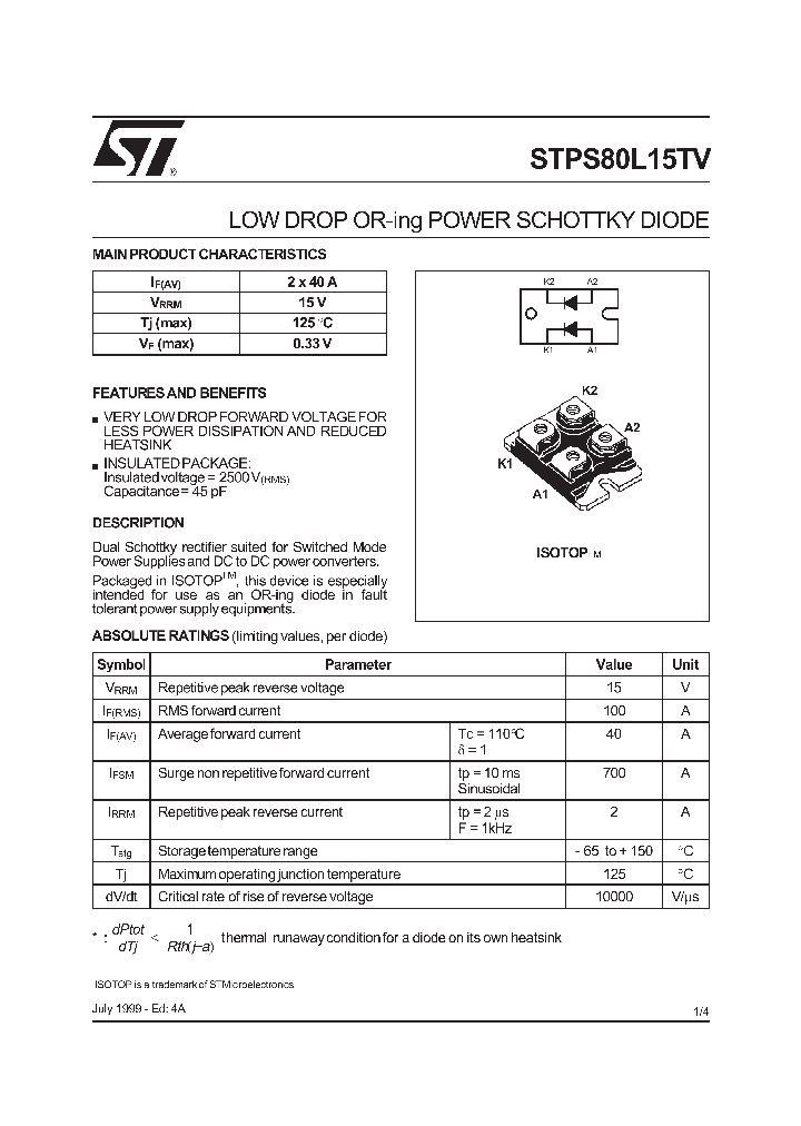 STPS80L15TV_443406.PDF Datasheet
