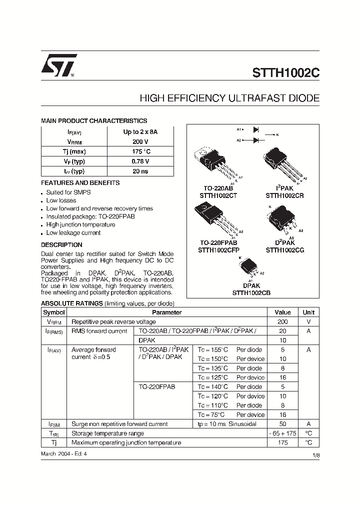 STTH1002C_449259.PDF Datasheet