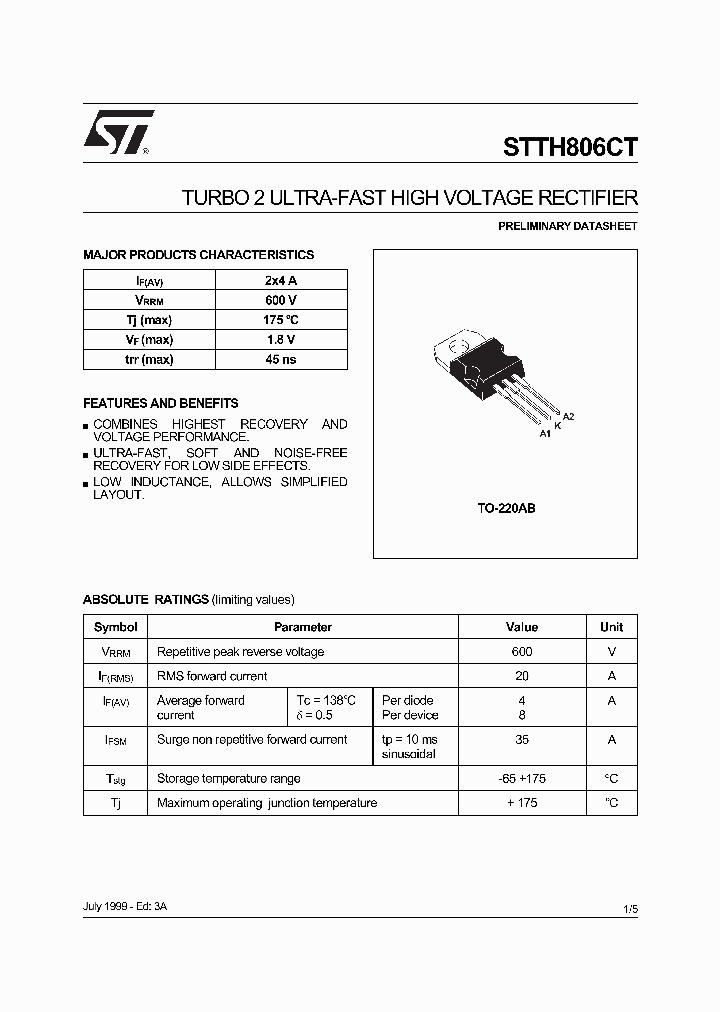 STTH806CT_468114.PDF Datasheet