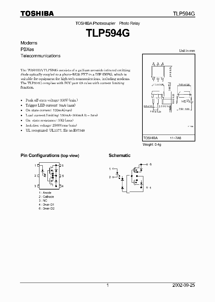 TLP594G_436899.PDF Datasheet