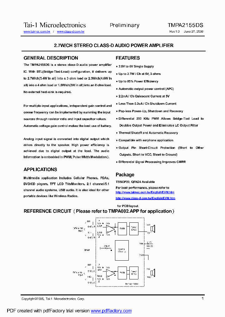 TMPA2155DS_442713.PDF Datasheet