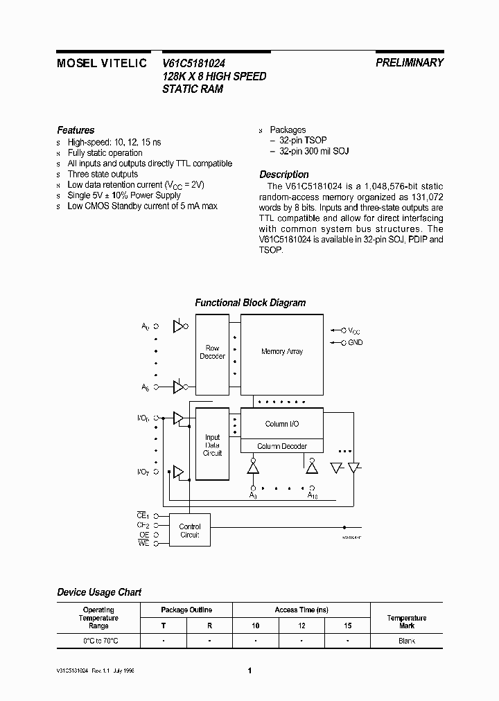 V61C5181024_474315.PDF Datasheet