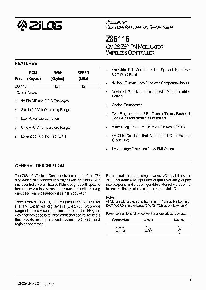 Z86116_439800.PDF Datasheet