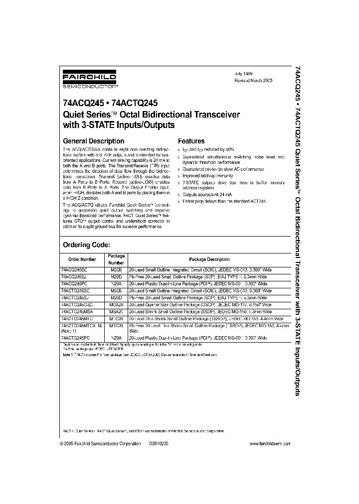 74ACTQ245PC_500241.PDF Datasheet