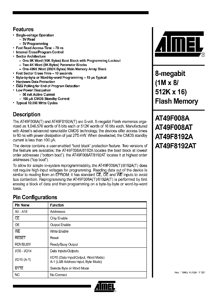 AT49F8192A-70TI_500387.PDF Datasheet