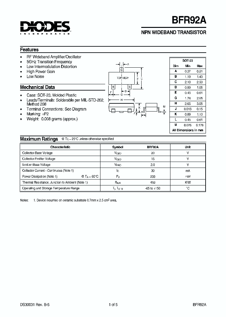 BFR92A_542817.PDF Datasheet
