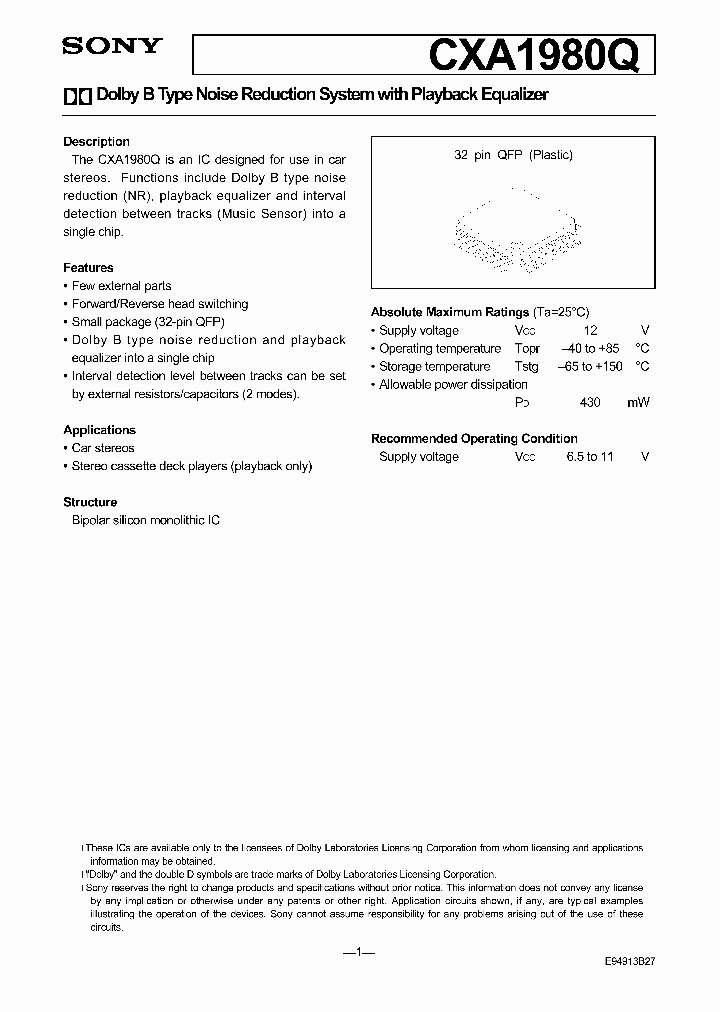 CXA1980Q_503665.PDF Datasheet