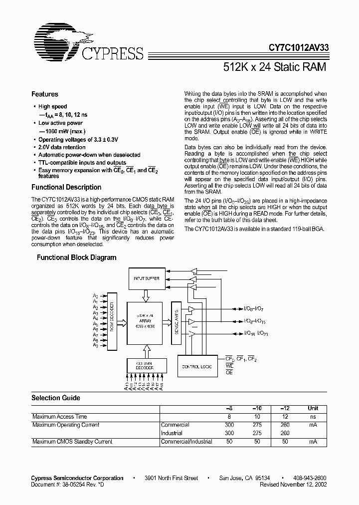 CY7C1012AV33-10BGI_536015.PDF Datasheet