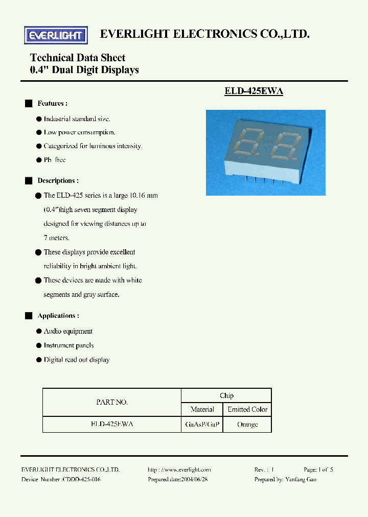 ELD425EWA_503878.PDF Datasheet