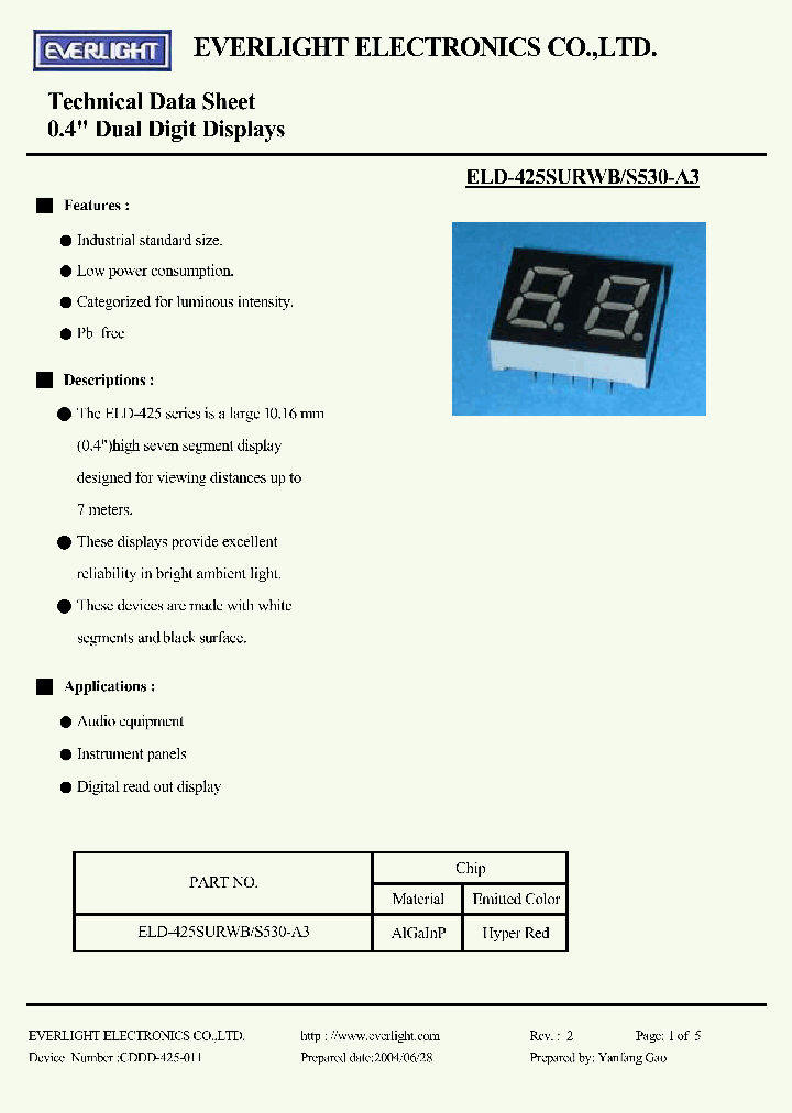 ELD425SURWBS530-A3_503883.PDF Datasheet