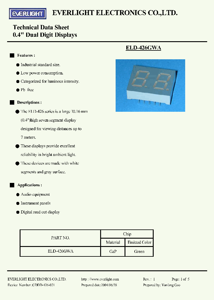 ELD426GWA_503887.PDF Datasheet
