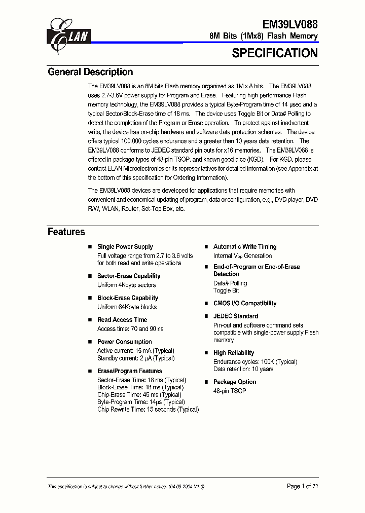 EM39LV088_552067.PDF Datasheet