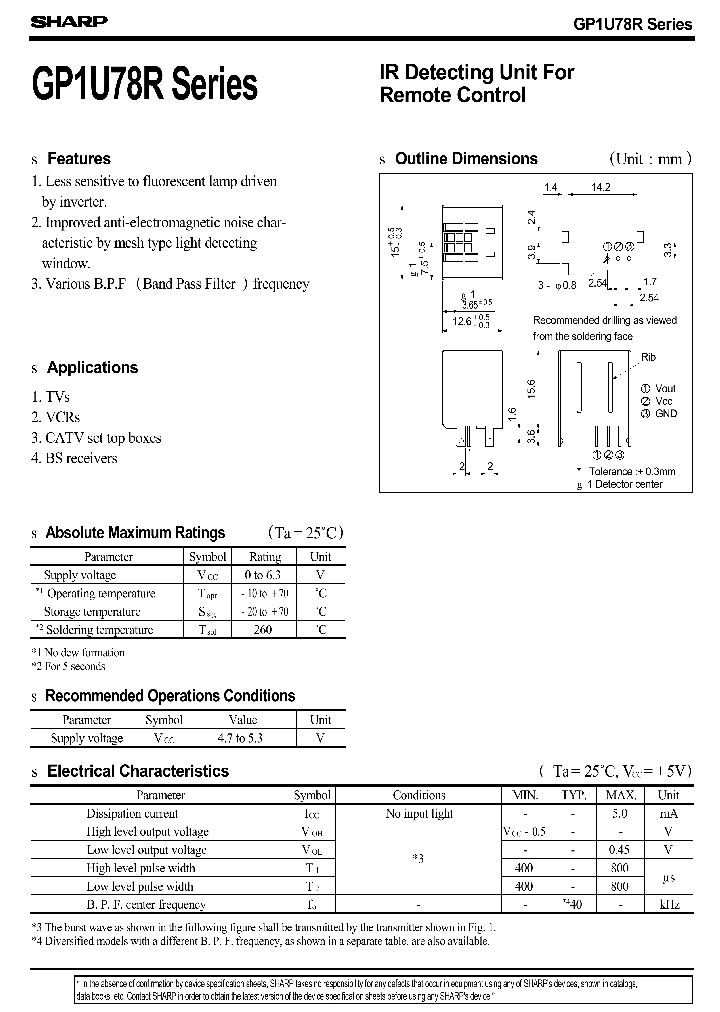 GP1U782R_534407.PDF Datasheet