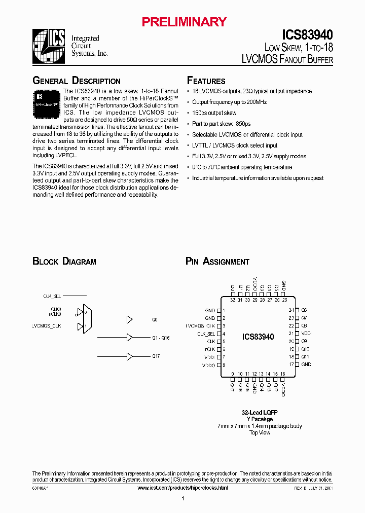 ICS83B940_495425.PDF Datasheet