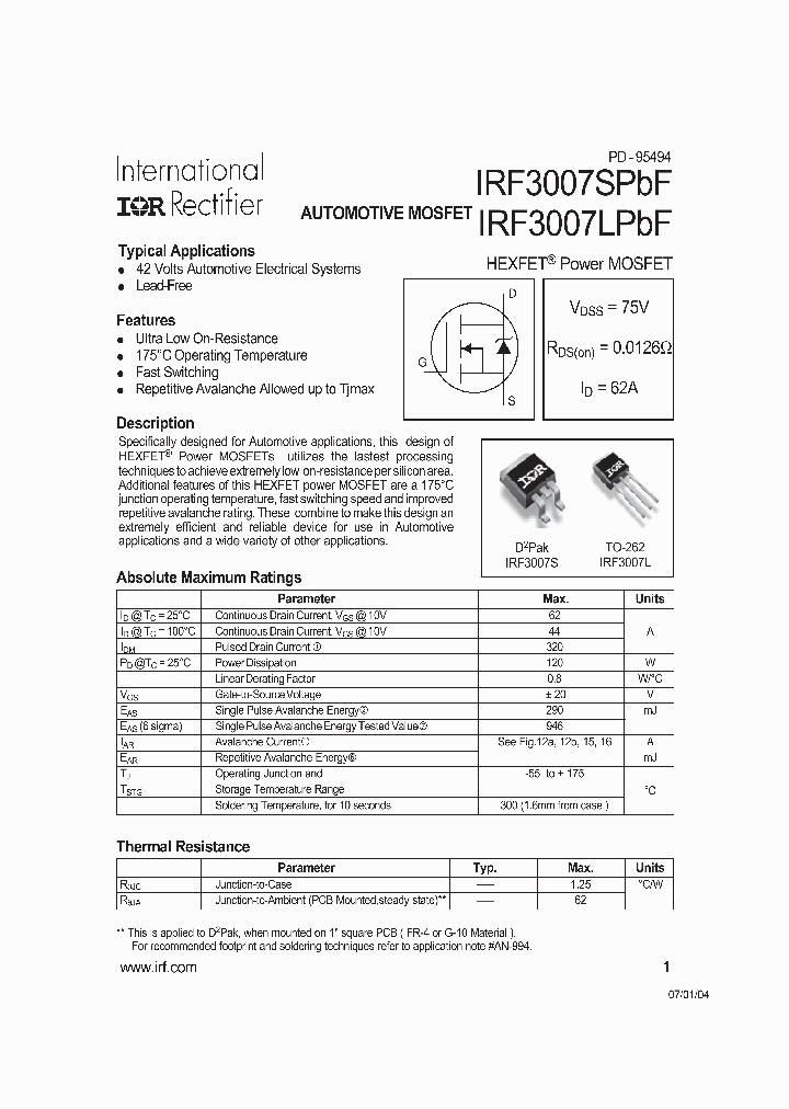 IRF3007LPBF_543133.PDF Datasheet
