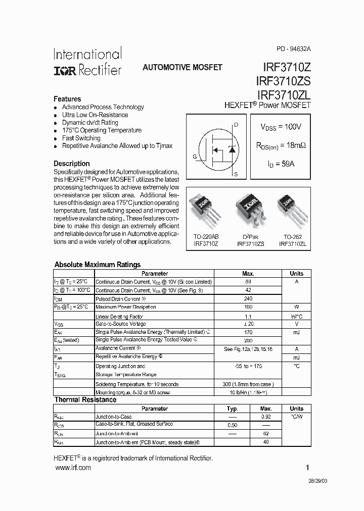IRF3710Z_497955.PDF Datasheet