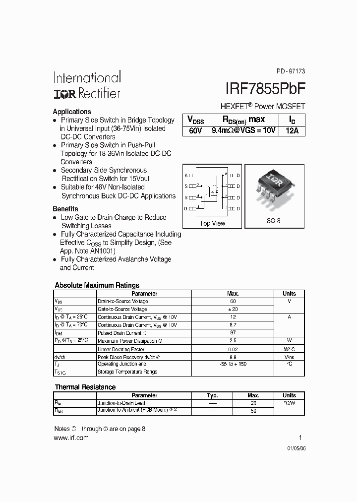 IRF7855PBF_500535.PDF Datasheet