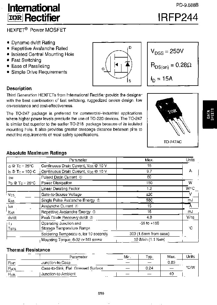 IRFP244_487548.PDF Datasheet