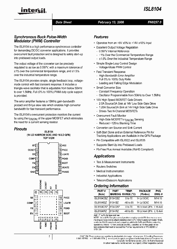ISL8104CRZ_549387.PDF Datasheet