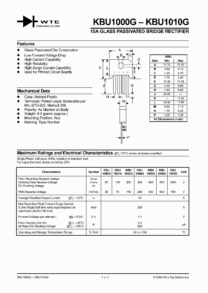 KBU1000G_529829.PDF Datasheet