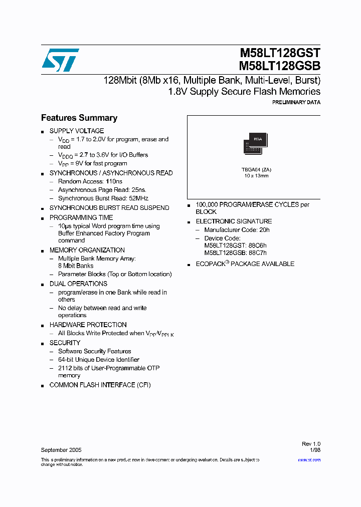 M58LT128GST1ZA5E_495020.PDF Datasheet