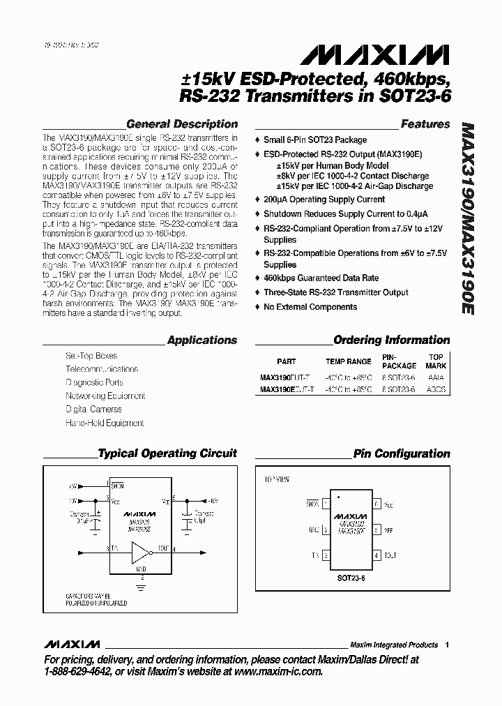 MAX3190-BMAX3190E_499585.PDF Datasheet