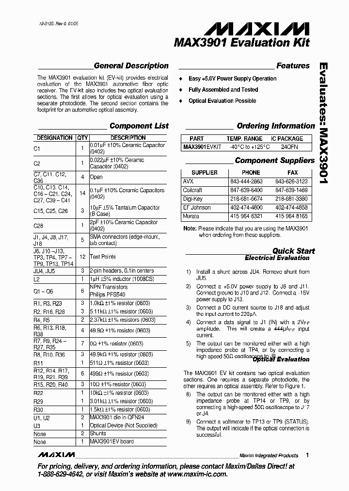 MAX3901EVKIT_527489.PDF Datasheet