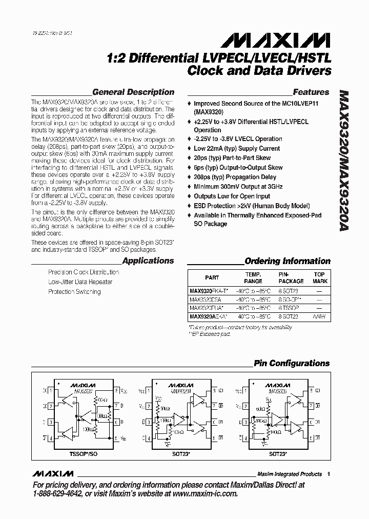 MAX9320ESA_499146.PDF Datasheet