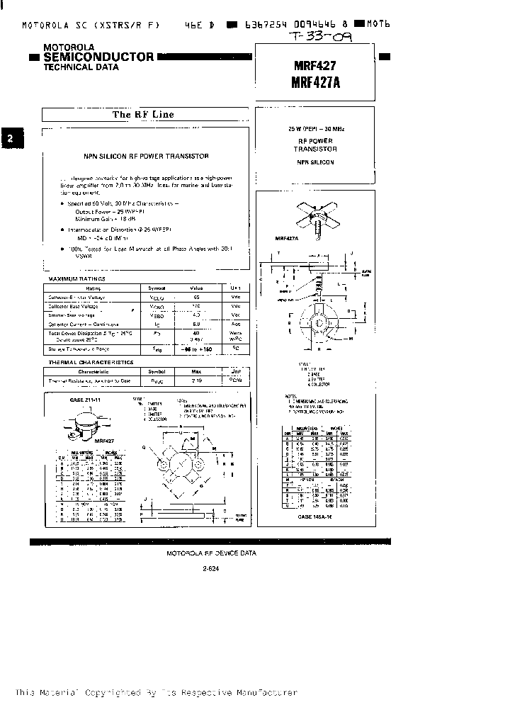 MRF427_557300.PDF Datasheet