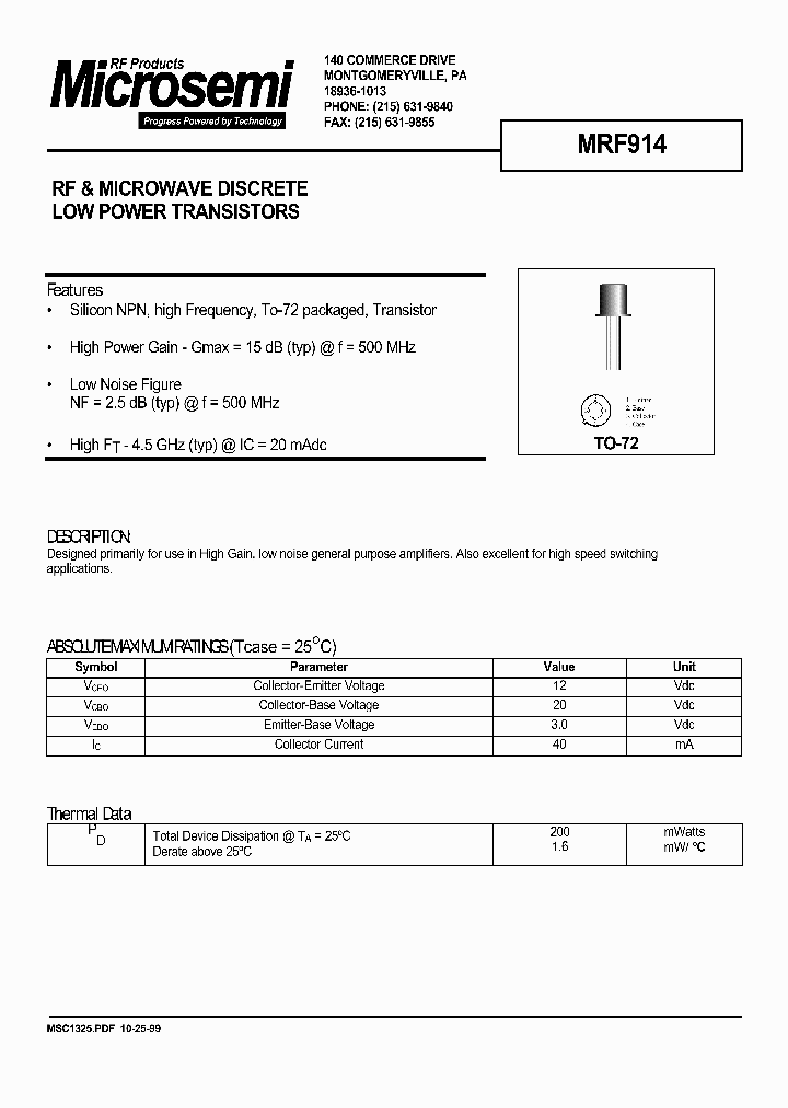 MRF914_537381.PDF Datasheet