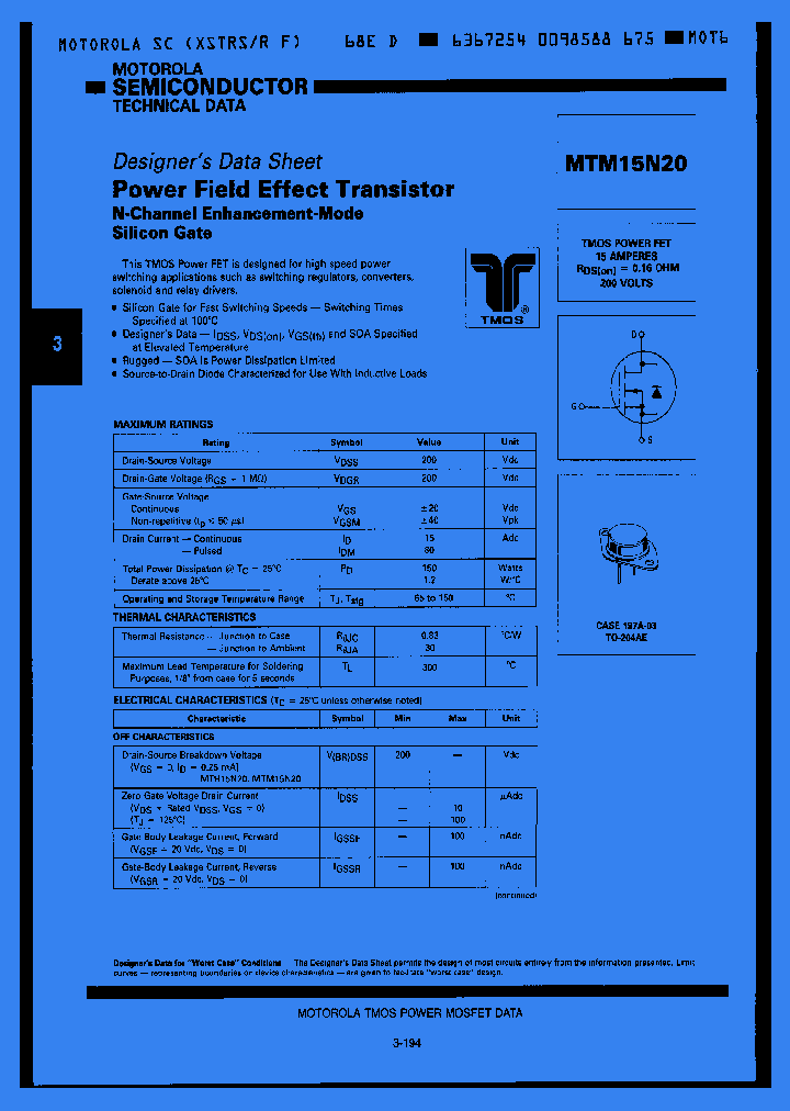 MTM15N20_492967.PDF Datasheet