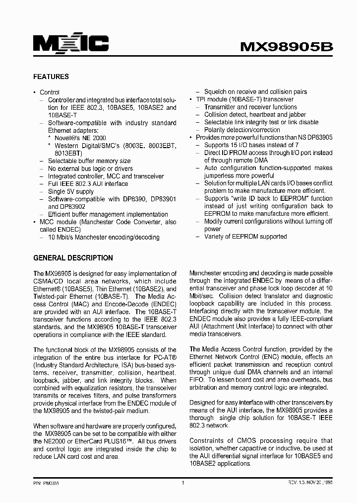MX98905B_529991.PDF Datasheet