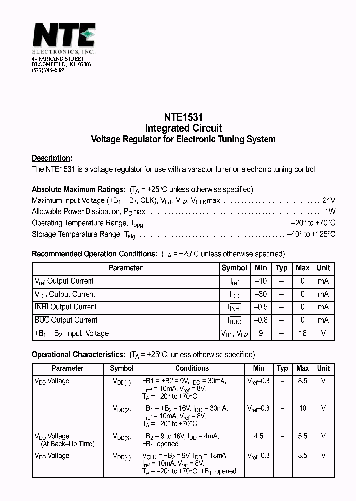 NTE1531_497583.PDF Datasheet