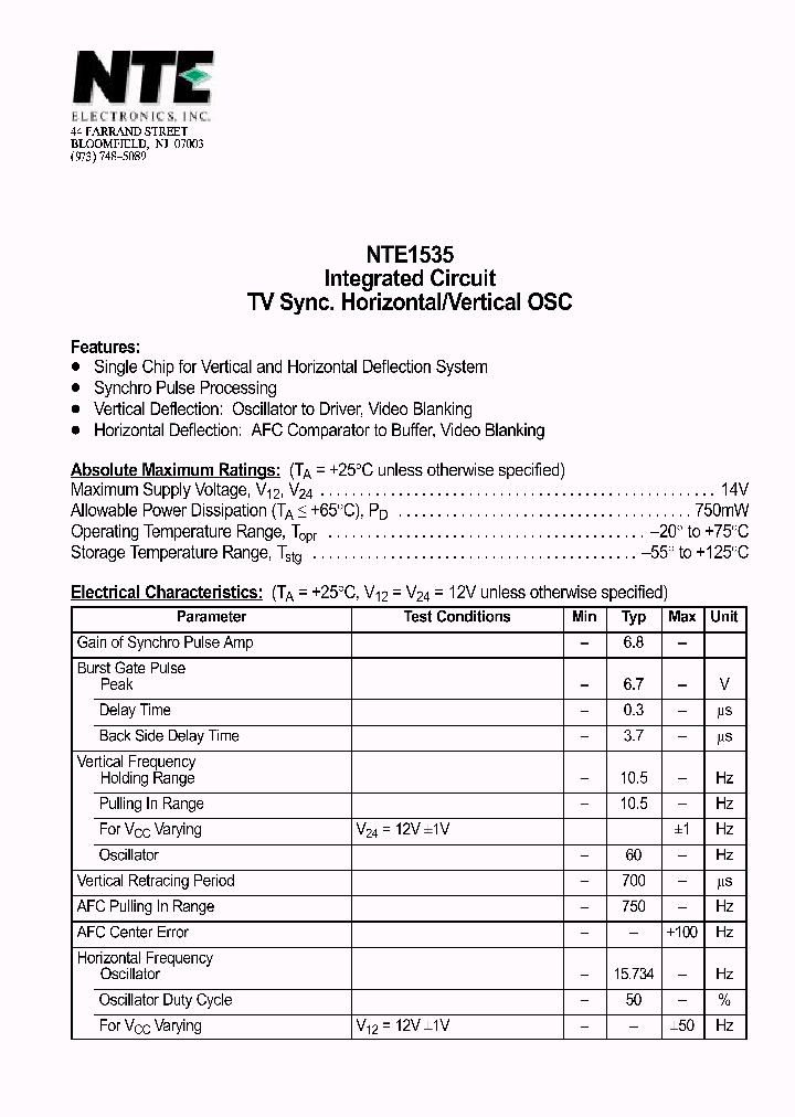 NTE1535_497585.PDF Datasheet