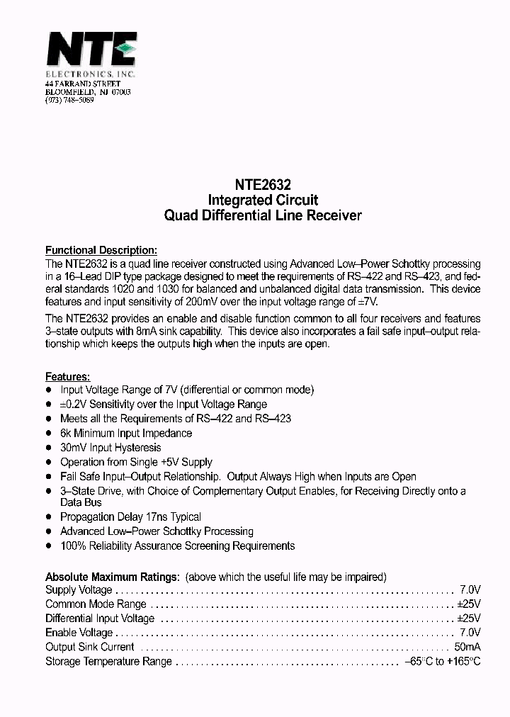 NTE2632_534866.PDF Datasheet