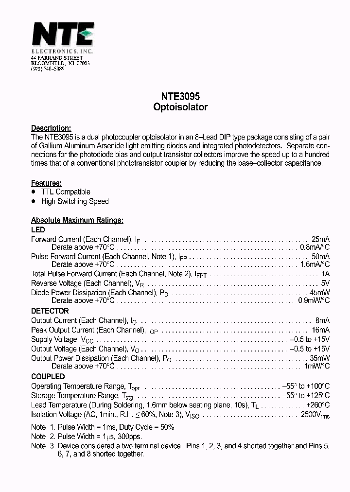NTE3095_503347.PDF Datasheet