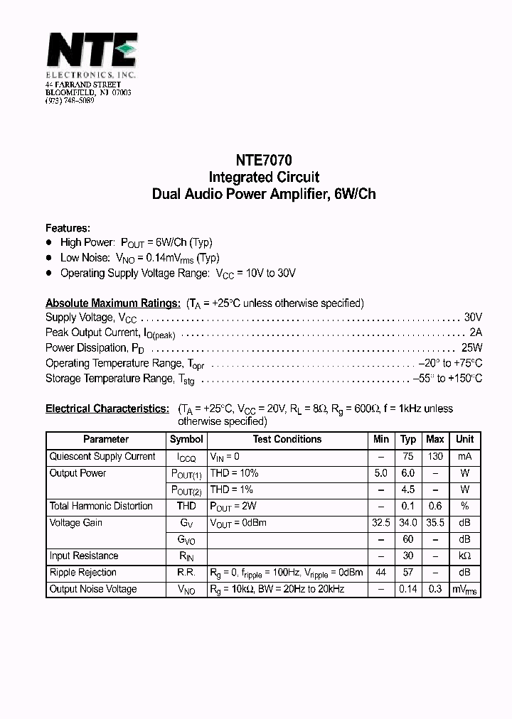 NTE7070_535667.PDF Datasheet