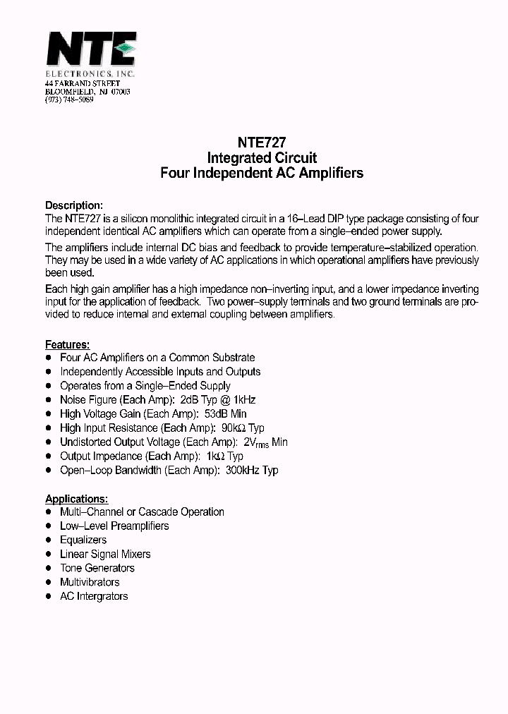 NTE727_488420.PDF Datasheet