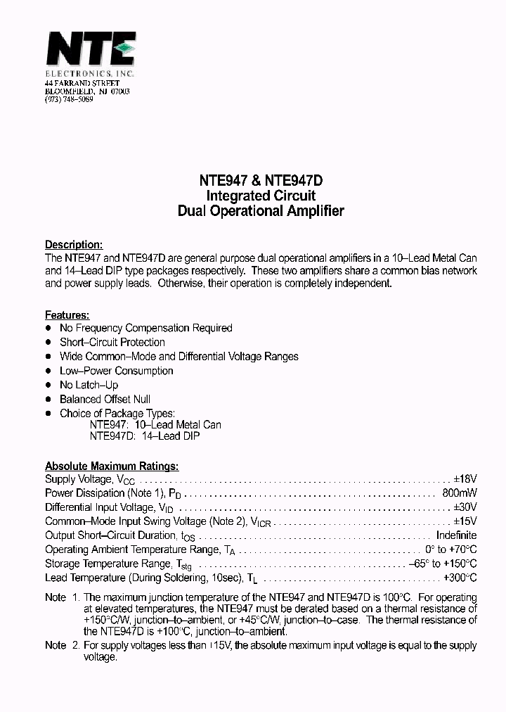 NTE947D_495699.PDF Datasheet