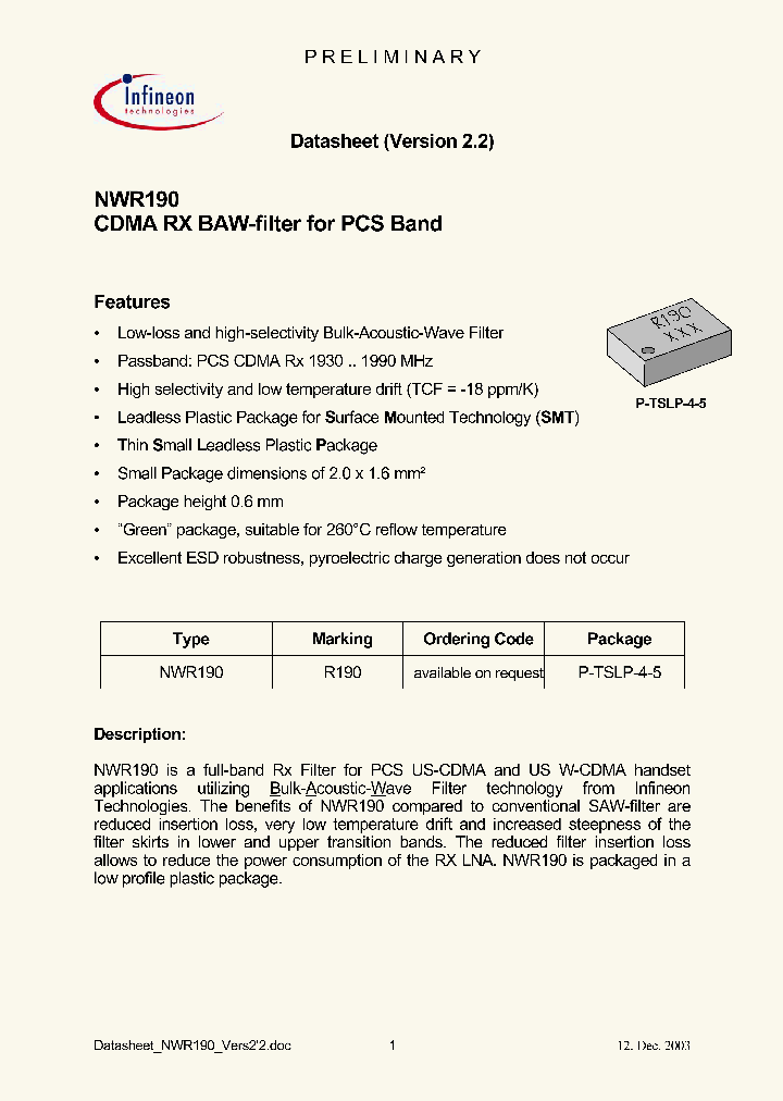 NWR190_534937.PDF Datasheet