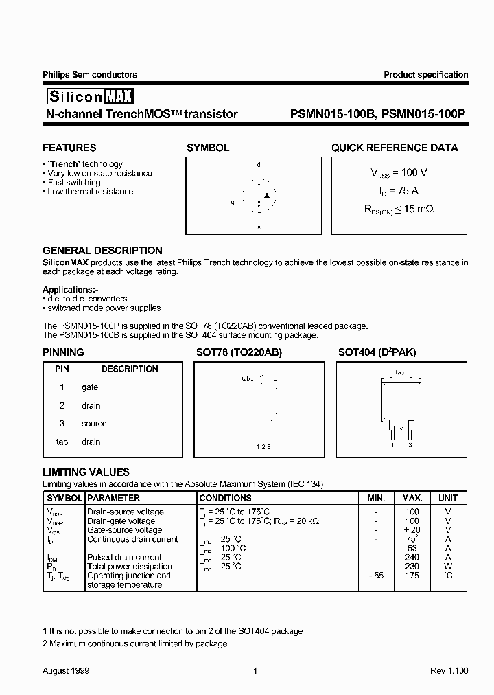 PSMN015-100P_518337.PDF Datasheet
