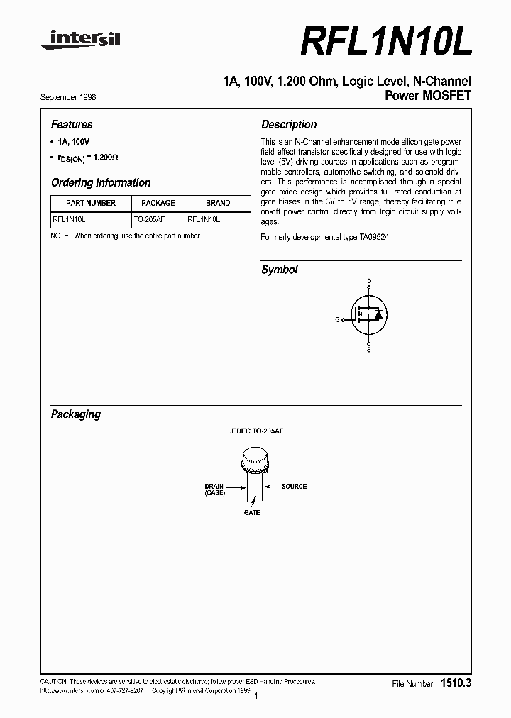 RFL1N10L_558299.PDF Datasheet