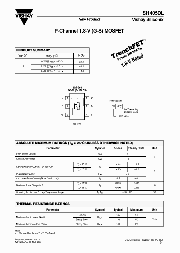 SI1405DL_540533.PDF Datasheet