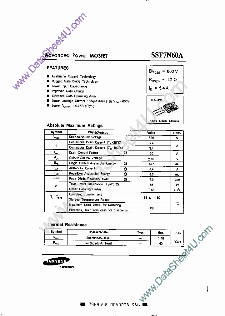 SSF7N60A_528024.PDF Datasheet