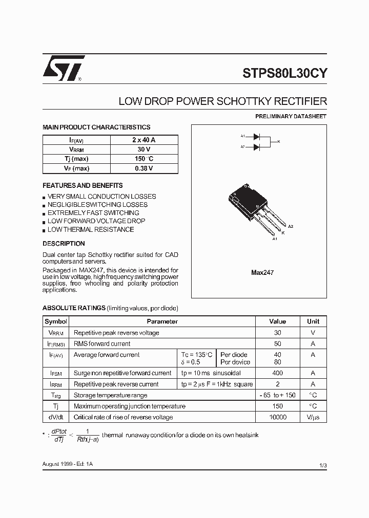 STPS80L30CY_512070.PDF Datasheet