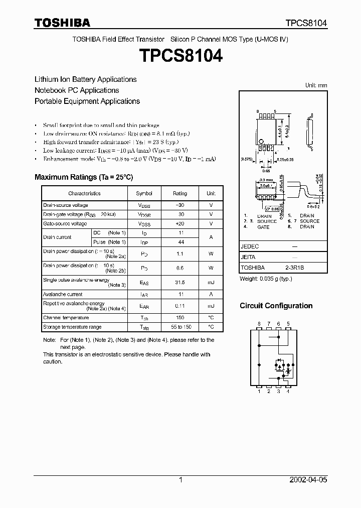 TPCS8104_558460.PDF Datasheet