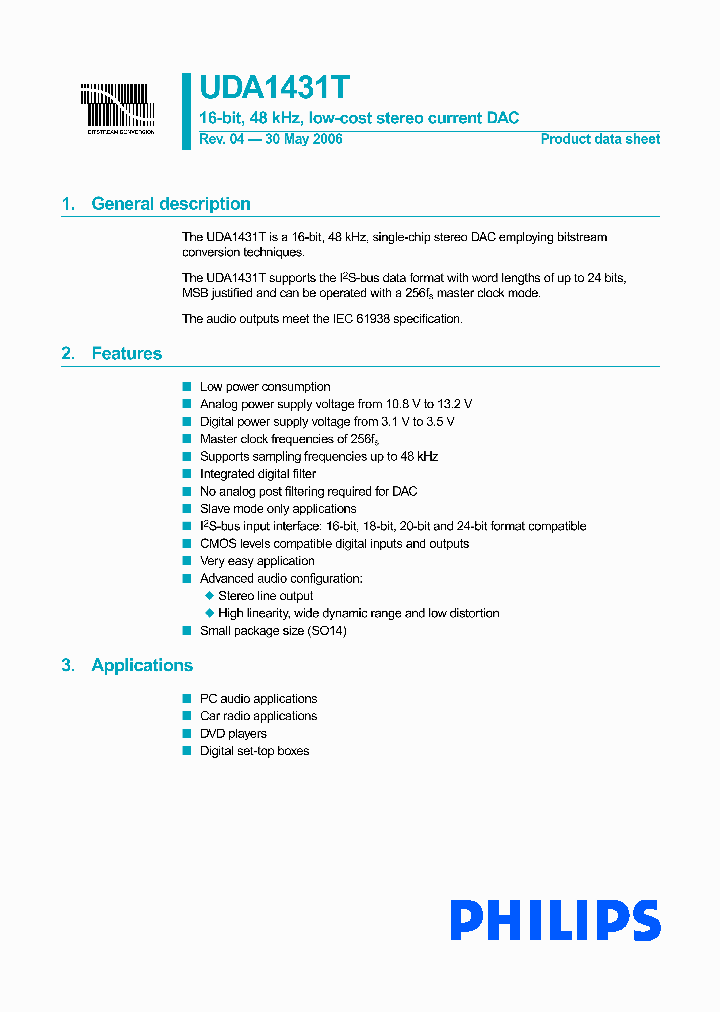 UDA1431T_539104.PDF Datasheet