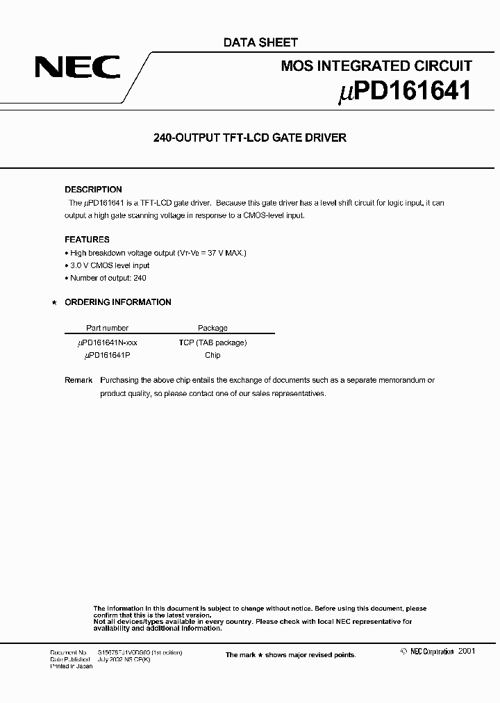 UPD161641N_487281.PDF Datasheet