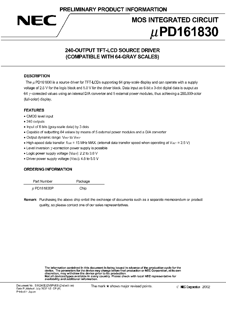 UPD161830P_487292.PDF Datasheet