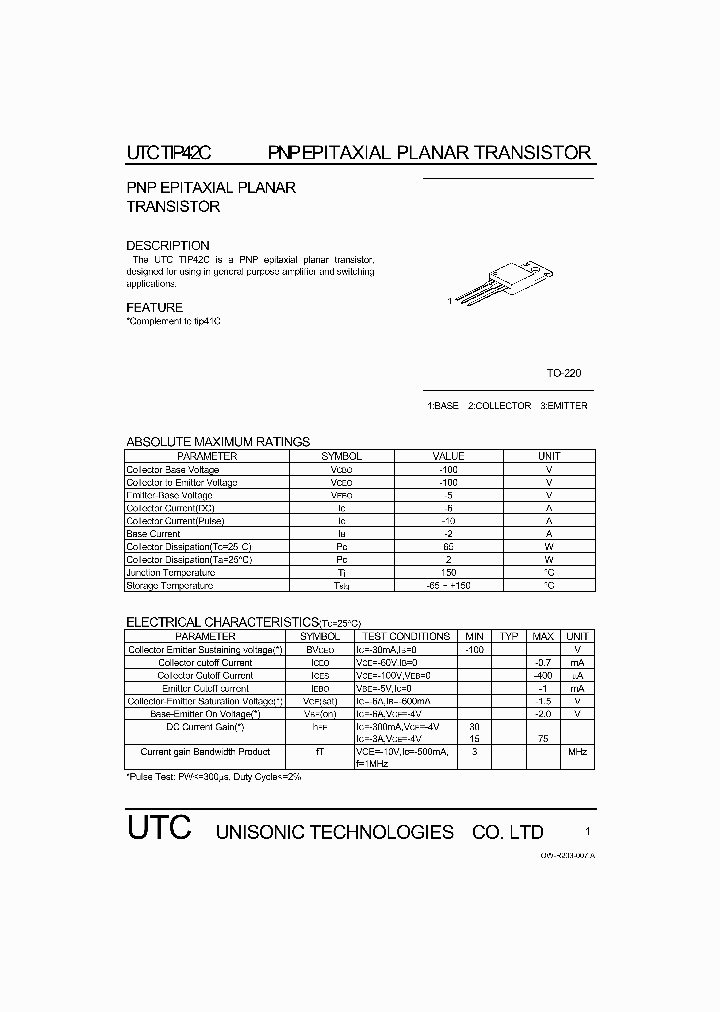 UTCTIP42C_497044.PDF Datasheet